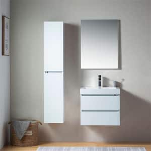 Annecy 24 in. W x 18.5 in. D x 20 in. H Bathroom Wall Hung Vanity in White with Single Basin Vanity Top in White Resin