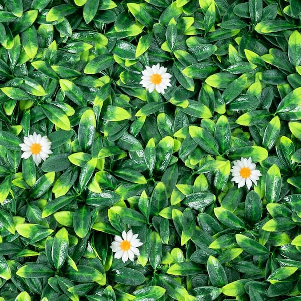 Gymax 20 in. x 20 in. 12-Piece Artificial Daisy Hedge Plant Privacy Fence Hedge Panels