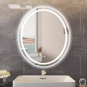 30 in. W x 40 in. H Oval Frameless LED Light Anti Fog Wall Bathroom Vanity Mirror in Backlit Plus Front Lighted