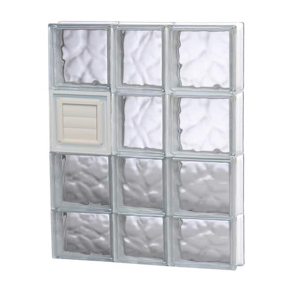 Clearly Secure 21.25 in. x 29 in. x 3.125 in. Frameless Wave Pattern Glass Block Window with Dryer Vent