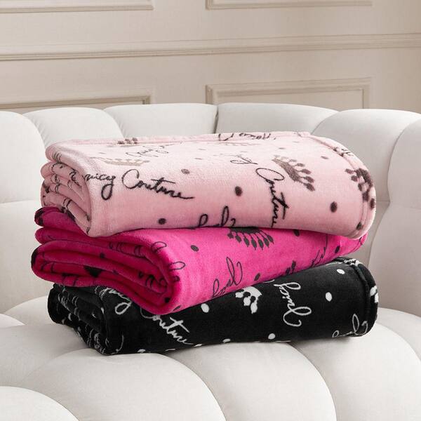 JUICY COUTURE Juicy Hot Pink Plush 50 in. x 70 in. L Polyester