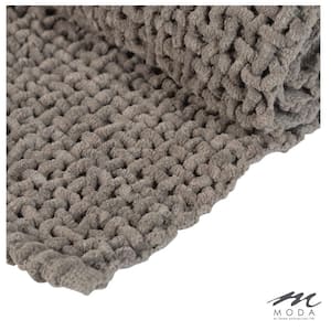 Interlink Bath Mat 20 in. x 32 in. Poly Cotton Gray