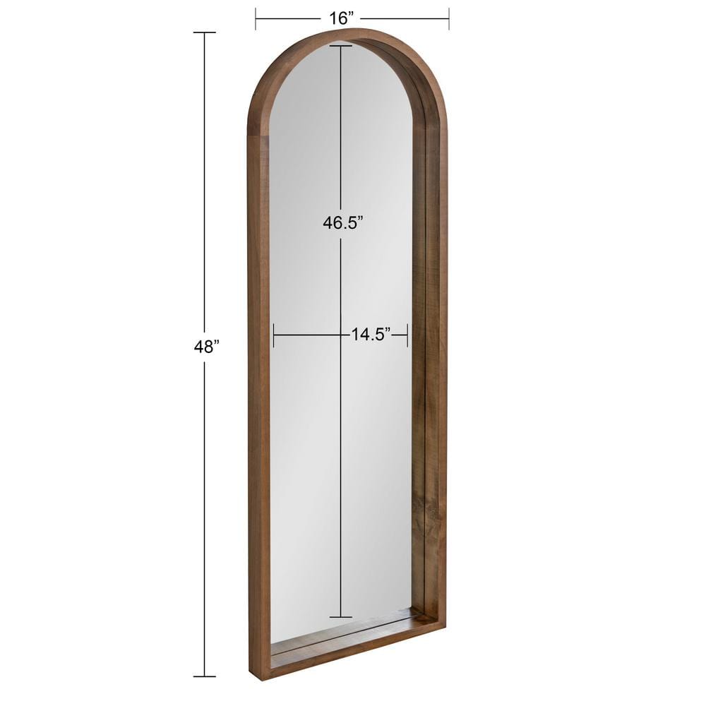 Hutton Modern Farmhouse Full-Length Arched Wood Mirror in Rustic Brown