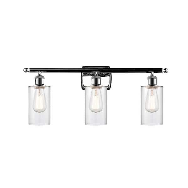 Innovations Clymer 26 in. 3-Light Polished Chrome Vanity Light with Clear Glass Shade
