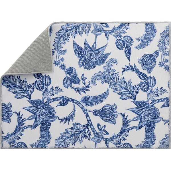 20 in. L x 15 in. W Super Absorbent Anti-Slip Microfiber Dish Drying Mat Floral Print Fast Drying Machine Washable
