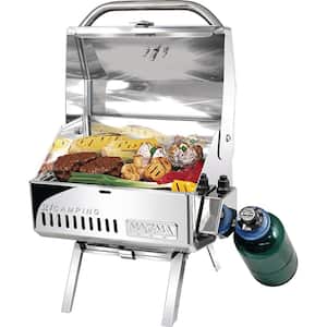 Mesquite Traveler Series RV Camping Portable Propane Gas Barbecue Grill in Stainless Steel