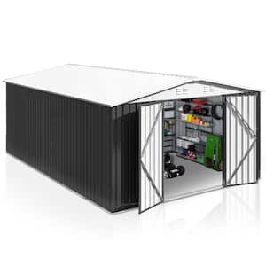 10 ft. W x 14 ft. D Outdoor Metal Shed Storage with Updated Frame Structure and Lockable Doors, White (140 Sq. Ft）