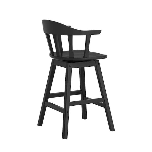 OrangeOne Black Classic Windsor 37.4 in. Swivel Barstool Solid