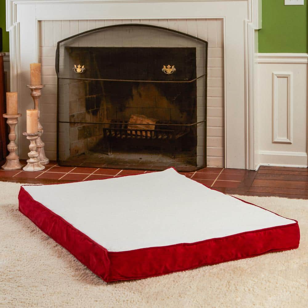 Large Crimson Orthopedic Sherpa Dog Bed