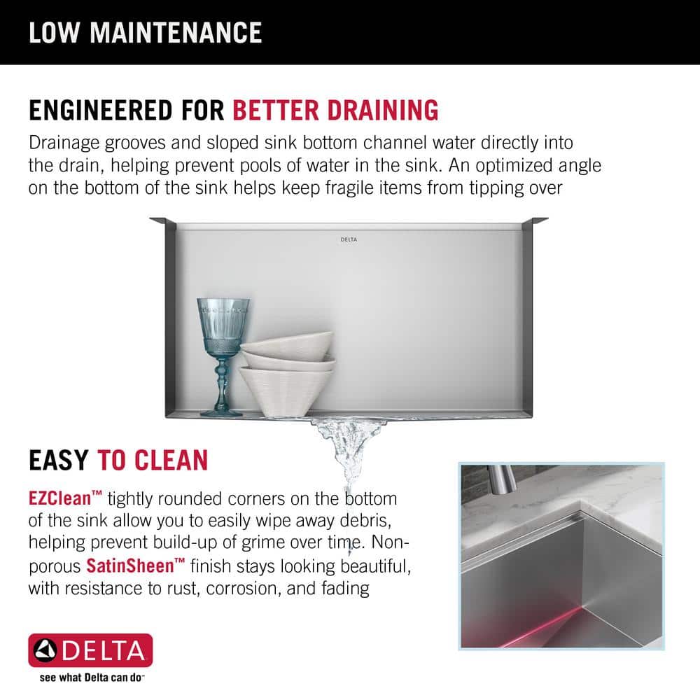 Delta 24-Inch Stainless Steel Undermount Workstation Sink
