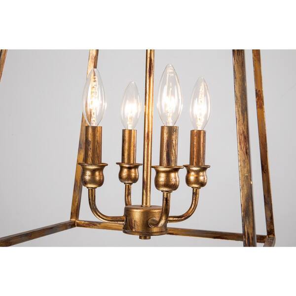 Edvivi Lauren Traditional 14 in. 4-Light Antique Gold Farmhouse Cage Pendant - image 5