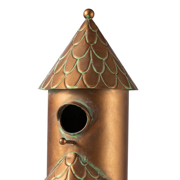 Glitzhome 53 in. H Farmhouse Faux Copper 2-Tiered Distressed Metal