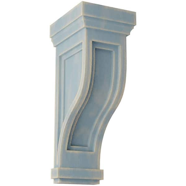 Ekena Millwork 6-1/2 in. x 14 in. x 6-1/2 in. Driftwood Blue Traditional Recessed Wood Vintage Decor Corbel