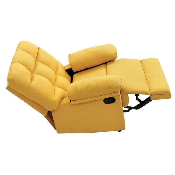 Passion Furniture Cindy Yellow Fabric Upholstery Reclining Chair