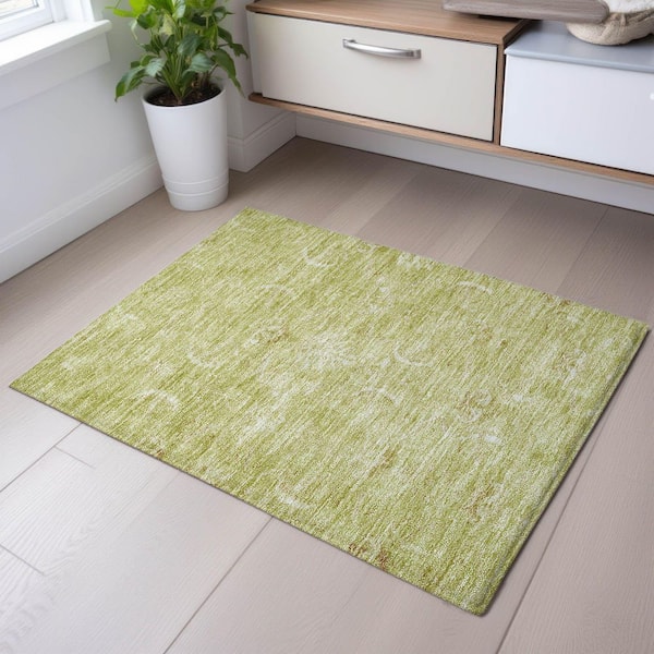 Mayfield Premium Machine Washable Abstract AMF1083 Aloe 2 ft. x 3 ft. Area Rug