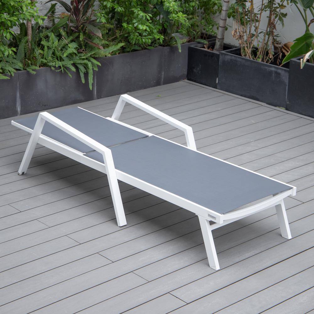 Gray Aluminum Patio Chaise Lounge Chair with Adjustable Backrest