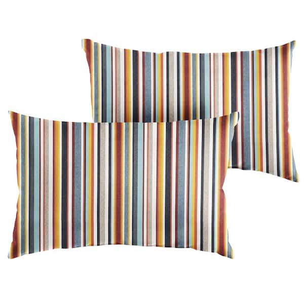 SORRA HOME Sunbrella Highlight II Remix Rectangle Indoor/Outdoor Lumbar Pillow (2-Pack)