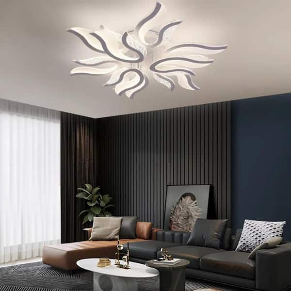 Gei NaiI Liｇht Genoci 37 in. 100-Watt White Modern Geometric Integrated LED
