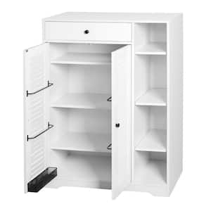43.3 in. H x 31.5 in. W x 15.75 in. D White Shoe Storage Cabinet with Adjustable Storage Shelf and Drawer