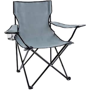 2-Pack Outdoor Folding Portable Steel Frame Camping Chair in Grey