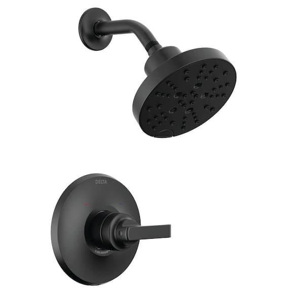 Delta Tetra 1-Handle Wall-Mount Shower Trim Kit in Matte Black (Valve Not Included)