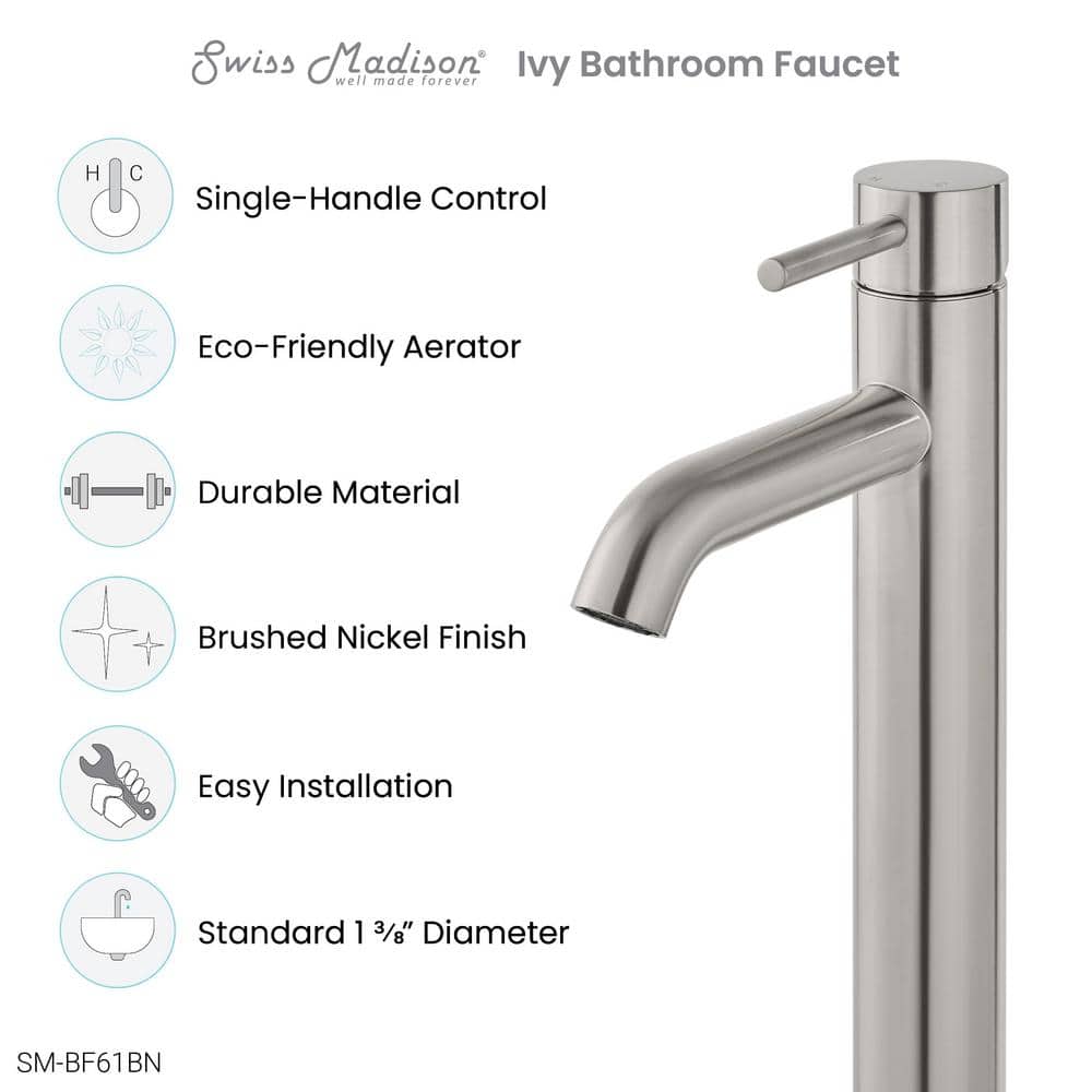 Ivy Brushed Nickel Single-Handle High Arc Bathroom Faucet