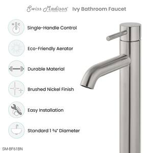 Ivy Single-Handle High-Arc Single-Hole Bathroom Faucet in Brushed Nickel