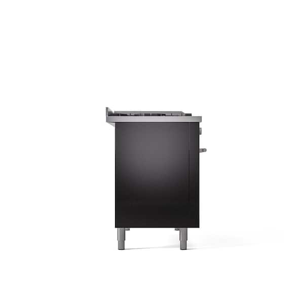 Professional Plus II 48 in. 5-Burner French top Griddle Freestanding Double Oven Dual Fuel Range in Black