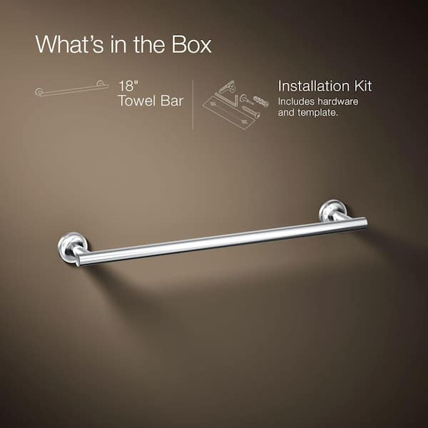 KOHLER Purist 18 in. Towel Bar in Polished Chrome K-14435-CP - The
