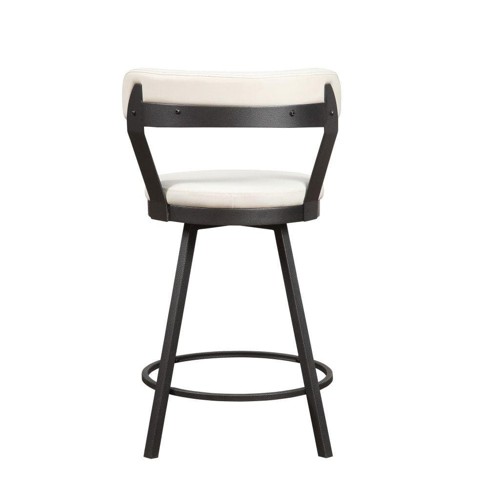 Elysian White Leatherette Swivel Counter Chair with Metal Base, Set of 2