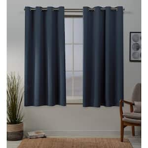 Vintage Indigo Sateen Solid 52 in. W x 63 in. L Noise Cancelling Thermal Grommet Blackout Curtain (Set of 2)