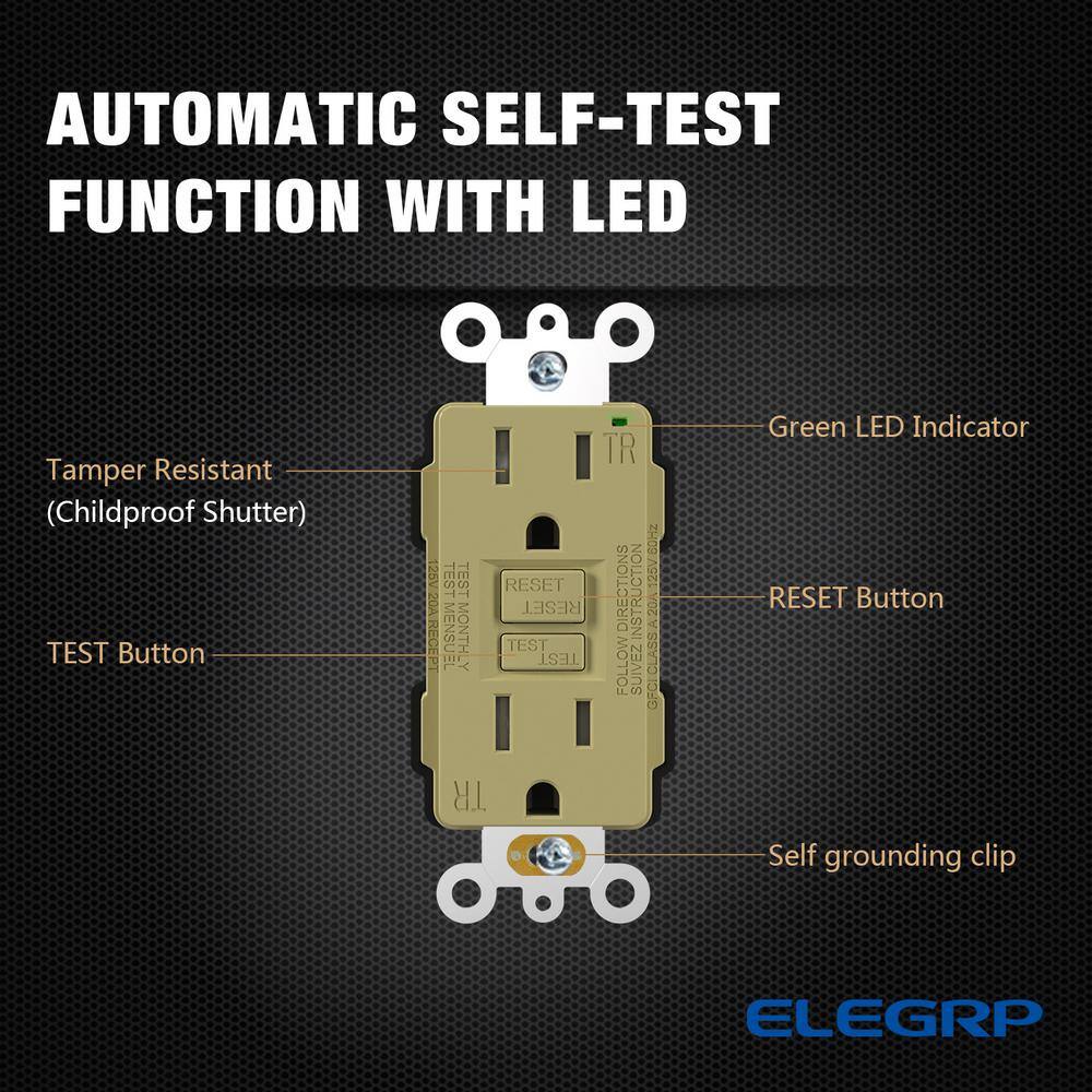 Ivory 15 Amp Tamper Resistant GFCI Duplex Outlet with Wall Plate