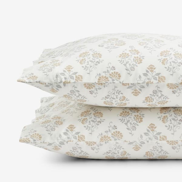 The Company Store Company Cotton Mariel Bouquet Gold Cotton Percale Standard Pillowcase (Set of 2)