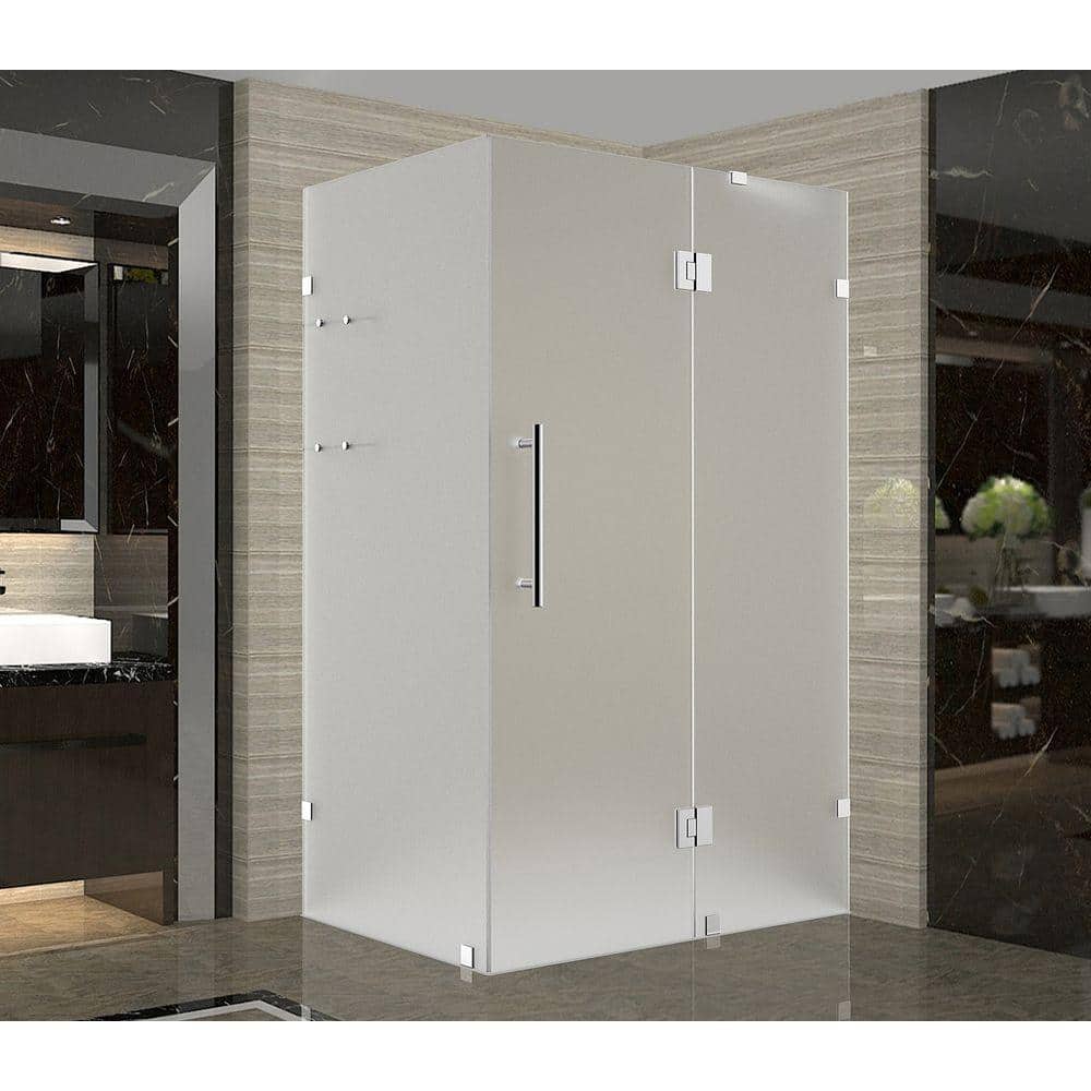 Avalux Frosted Glass Stainless Steel Frameless Shower Enclosure
