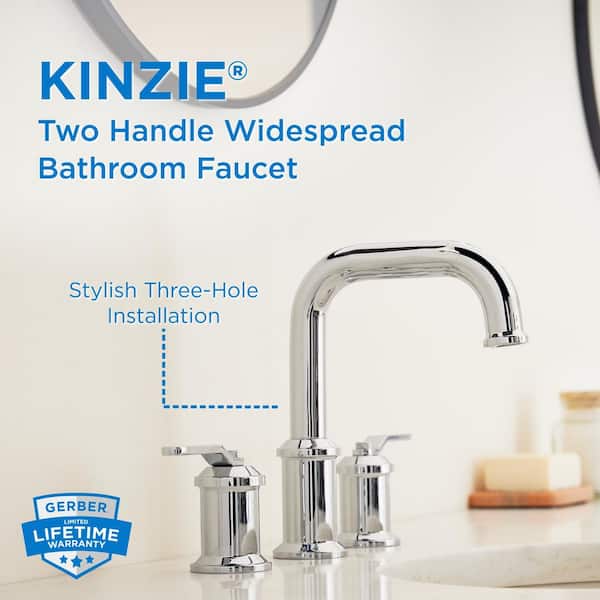 Kinzie 8 in. Widespread 2-Handle Bathroom Faucet with Metal Touch Down Drain in Chrome