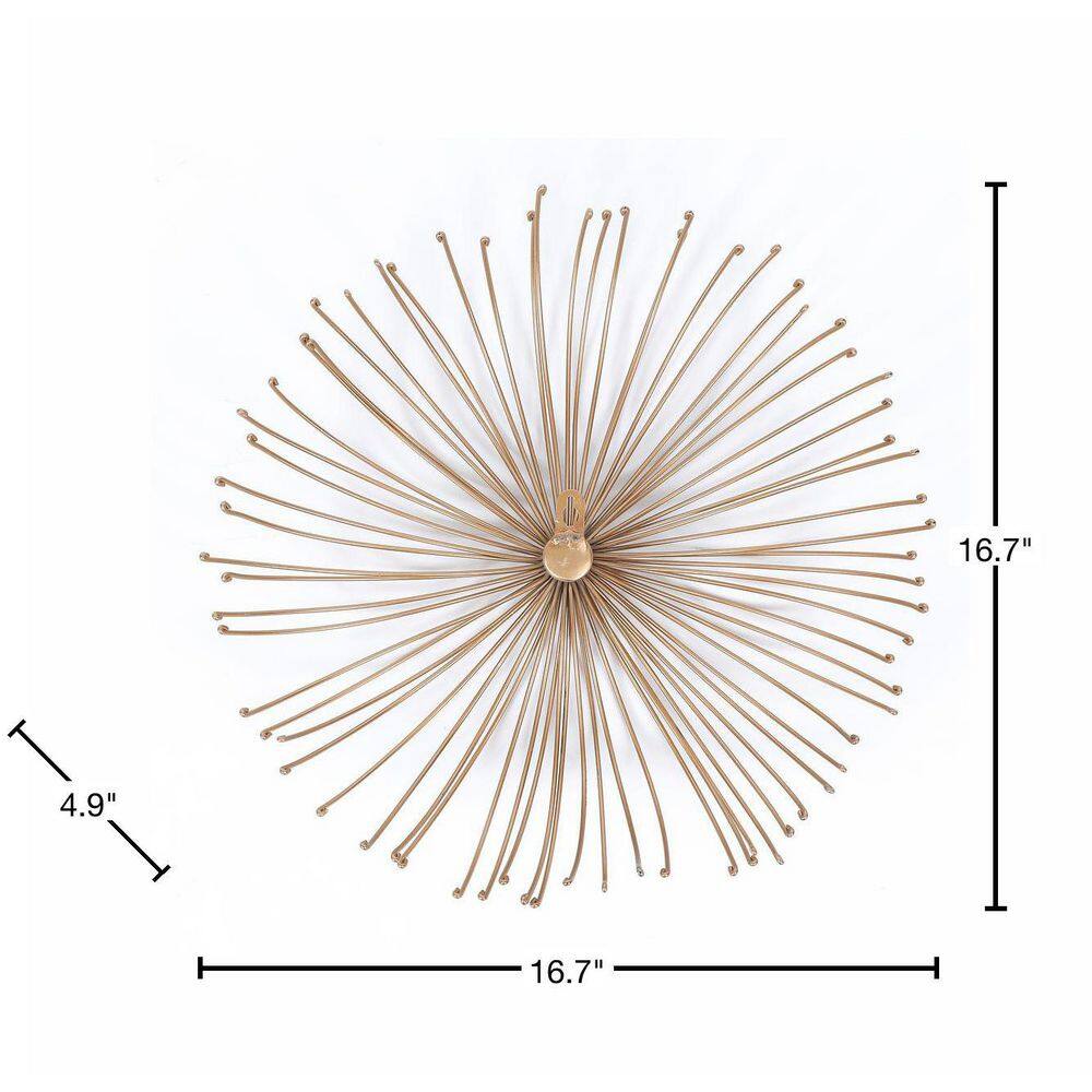 Gold Abstract Flower Metal Wall Sculpture