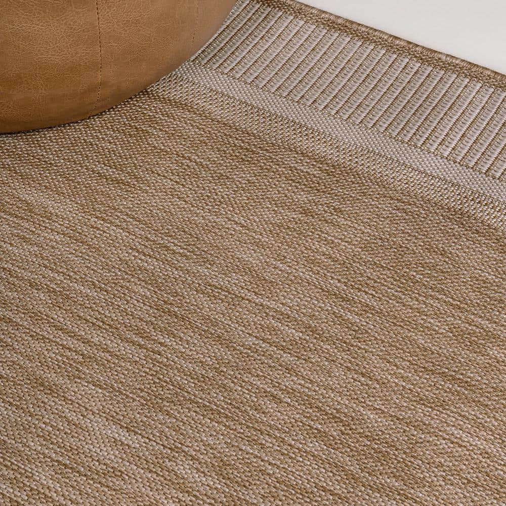 Beige and Cream Coastal Stripe Indoor/Outdoor Runner Rug 2 x 8