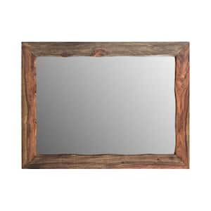 33 in. W x 44 in. H ark Brown Solid Wood Framed Accent Mirror