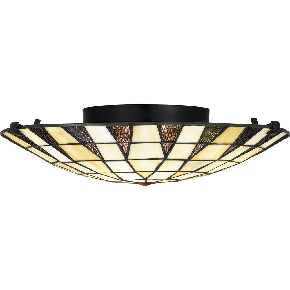 Legend Artisan Multicolored Glass 16.5" Matte Black Flush Mount