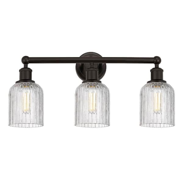 Bridal Veil 23 in. 3-Light Oil Rubbed Bronze Vanity Light with Glass Shade