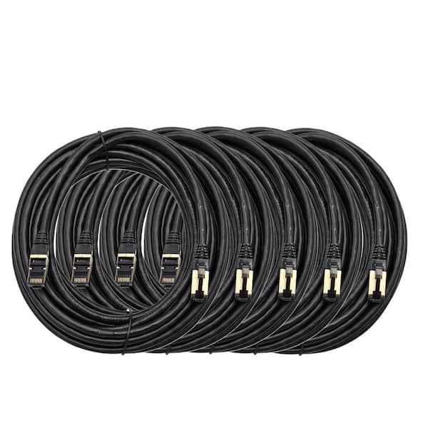 25 ft. CAT8 (S/FTP) 26AWG Double Shielded RJ45 Snagless Ethernet Cable Black 5-Pack