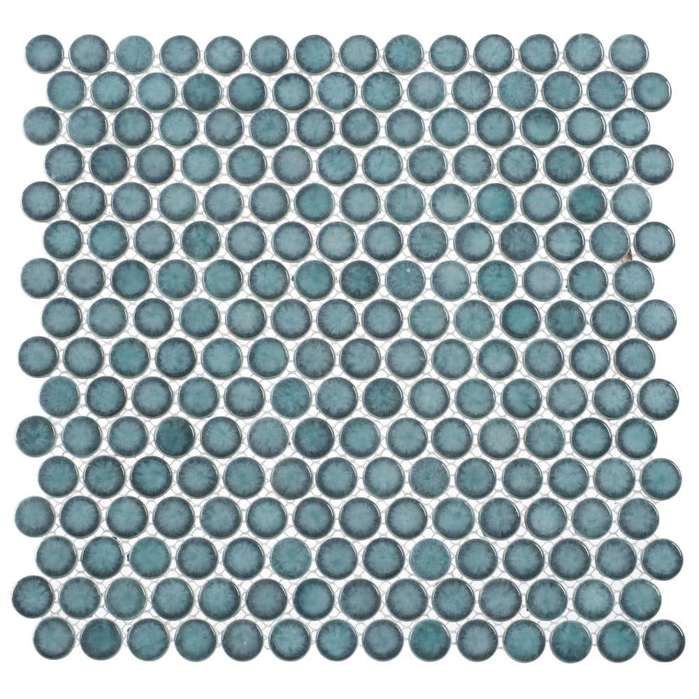 Honoro Bulbi Teal Dark Green Glossy 4.5 in. x 8.25 in. Penny Round Smooth G