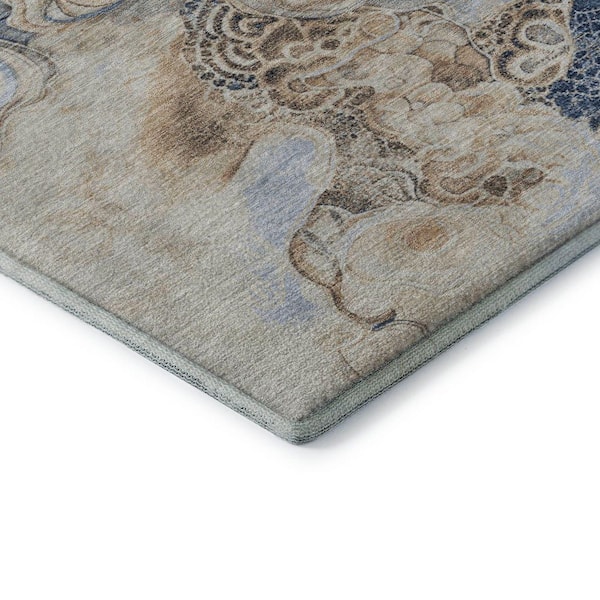 Mayfield Premium Machine Washable Abstract AMF1860 Denim 8 ft. x 10 ft. Area Rug