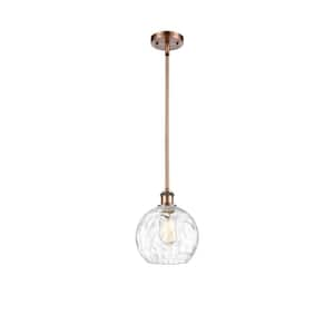 Athens Water Glass 60-Watt 1 Light Antique Copper Shaded Mini Pendant Light with Clear glass Clear Glass Shade