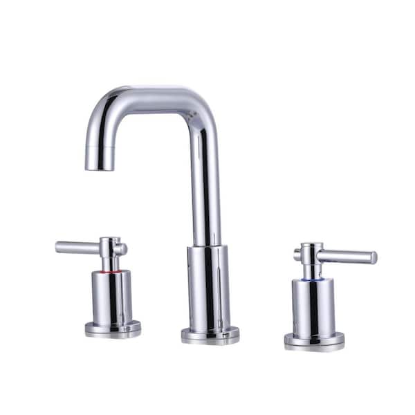 8 in. Widespread Double Handle Bathroom Faucet with Swivel Spout, 2-Aerators, Drain and Supply Lines in Polished Chrome