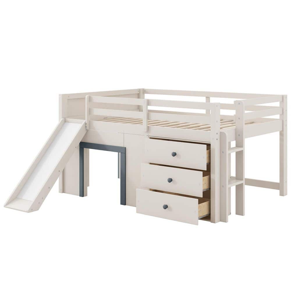 Harper & Bright Designs Full Loft Bed with Desk and Storage Shelves - Thumbnail 4