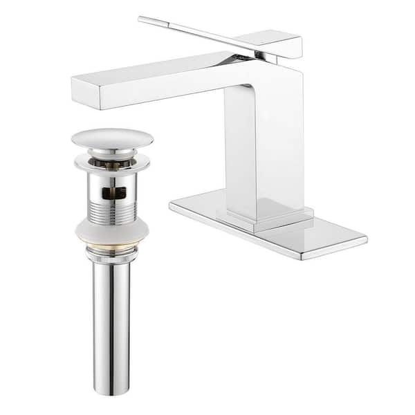 6 in H Single Handle Single Hole Bathroom Faucet Sink Faucet with Drain in Chrome