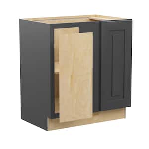 Grayson Deep Onyx Plywood Shaker Assembled Blind Corner Kitchen Cabinet Soft Close Left 30 in W x 24 in D x 34.5 in H