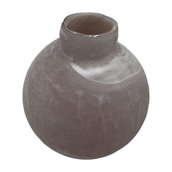 castellousa White 5 in. Decorative Round Pearl Glass Vase