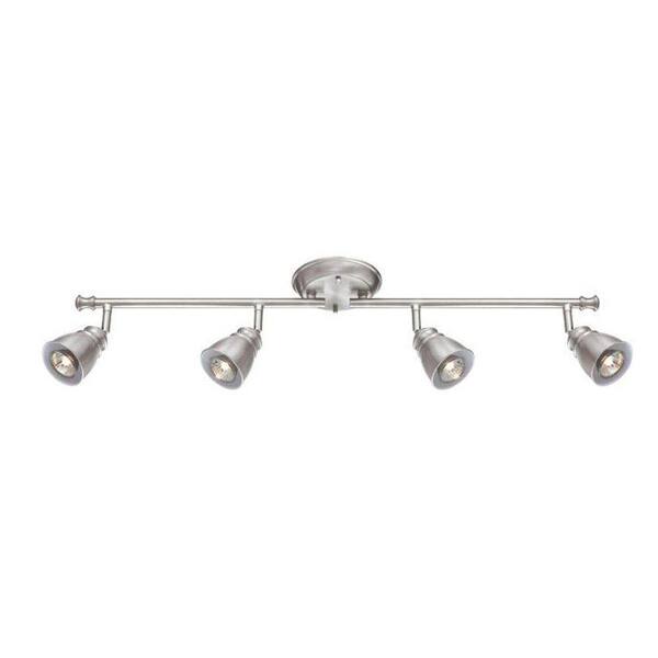 Illumine Designer Collection 4-Light 4.67 in. Steel Track Light with Polished Steel Metal Shade